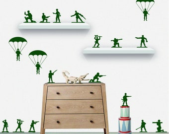 Army Toy Soldiers Wall Stickers - Set of 22, Any Colour - Playroom or Nursery Decor