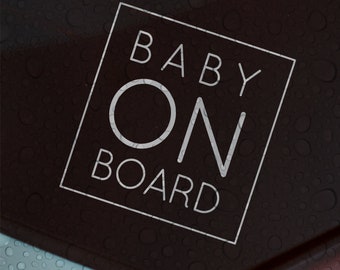 BABY ON BOARD | Simple Square Design | Car Window Bumper Vinyl Decal Sticker | All colours available