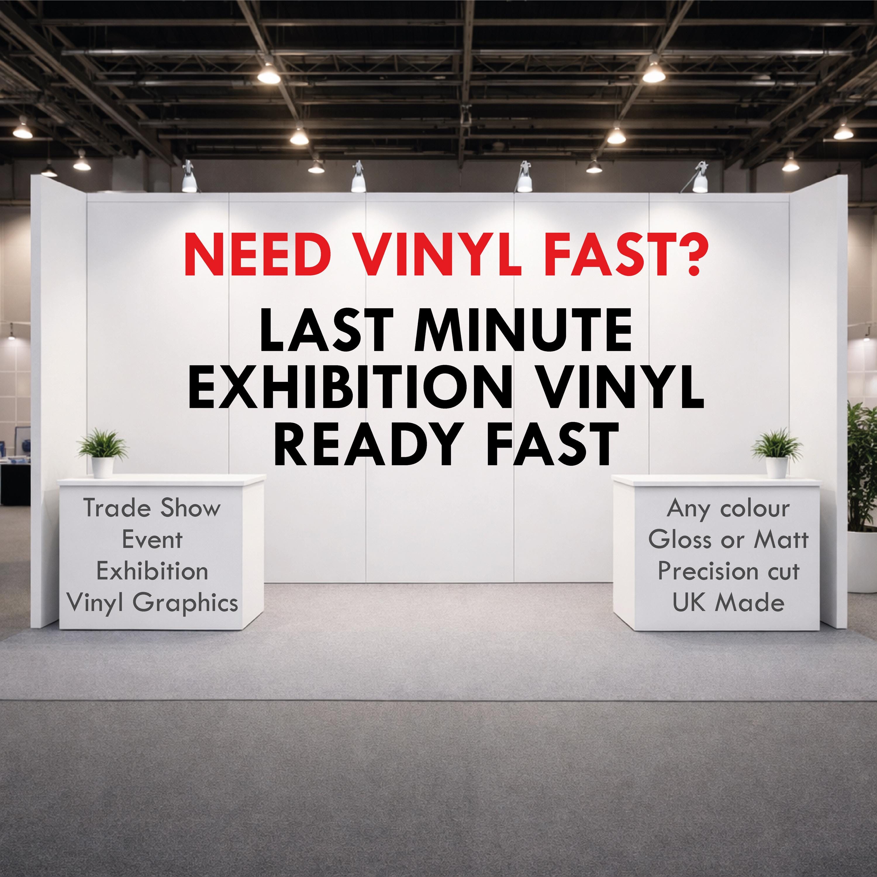 Turnaround Lettering Exhibition Vinyl Graphics • Trade Show Logo Decals • Event Stand ...