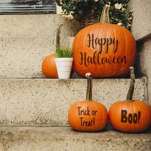 Halloween Pumpkin Decal | Spooky Halloween Custom Decal Stickers for Pumpkins | Personalisable and available in any colour
