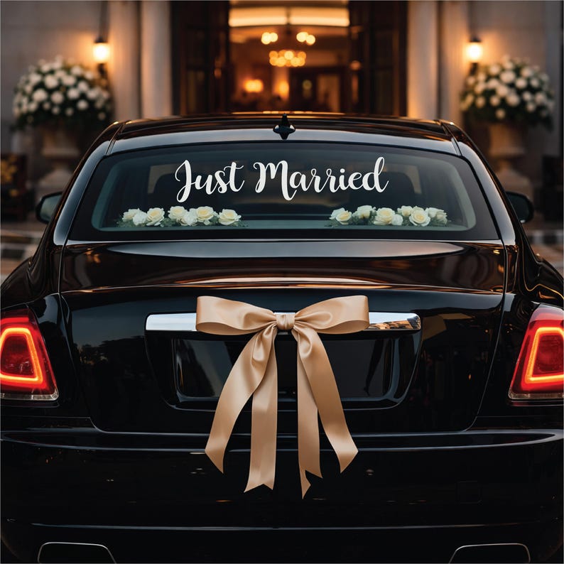 JUST MARRIED Car Sticker • Removable Vinyl Decal • Any Colour image 5