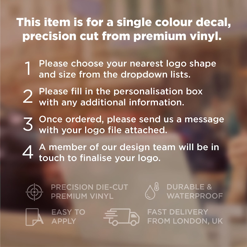 Custom Business Logo Decal | Personalised Vinyl Sticker | Choose Colour ...