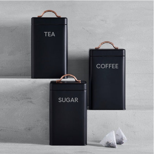 Tè, caffè, zucchero, set di 3 etichette adesive per barattoli da cucina, barattoli, decalcomanie (tipo 4)