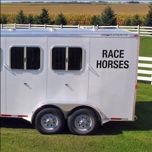 CABALLOS DE CARRERAS x2 - Calcomanías de vinilo con letras para cajas de caballos ecuestres