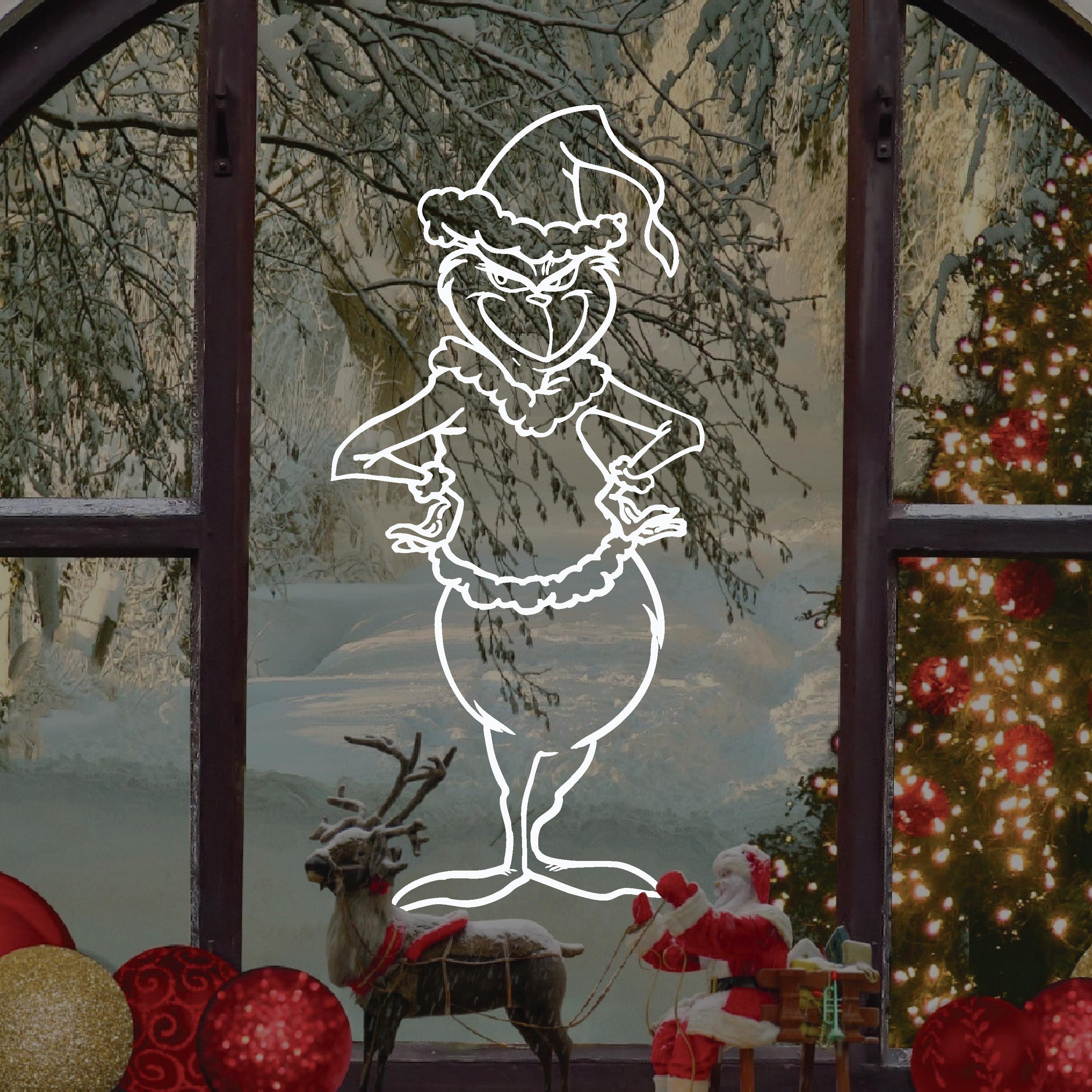 Green Christmas Character Window Decal - Festive Christmas Decoration ...