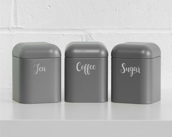 TEE KAFFEE ZUCKER | 3er Set | Küche Schrank Glas Kanister Aufkleber Aufkleber Etiketten (Typ 3)