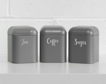 THÉ CAFÉ SUCRE | Lot de 3 | Étiquettes d'autocollants de décalcomanies de bidon de bocal d'armoire de cuisine (type 3)