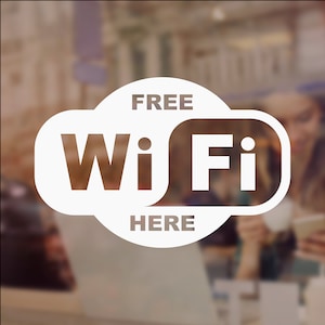 FREE WiFi HERE | Business Cafe Shop Owner | Window Door Vinyl Sticker Decal | 24 colours available