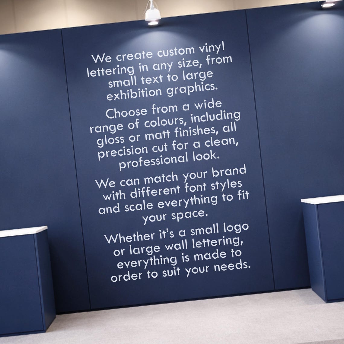 Turnaround Lettering Exhibition Vinyl Graphics • Trade Show Logo Decals • Event Stand ...