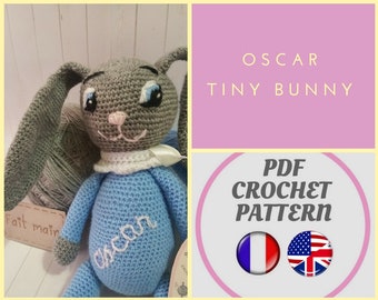 Stuff OSCAR the Tiny bunny, amigurumi pattern, crochet pdf pattern, gift birth, baby bedroom, child bedroom, cudly toy, rabbit