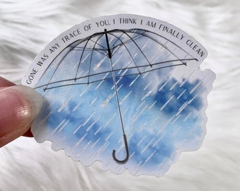 Clean Sticker, Rain and Umbrella, Shimmery Raindrops Sticker