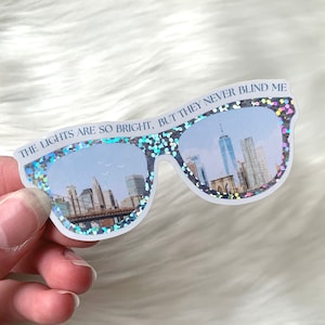 Sparkly Sunglasses New York Sticker, The Lights are So Bright