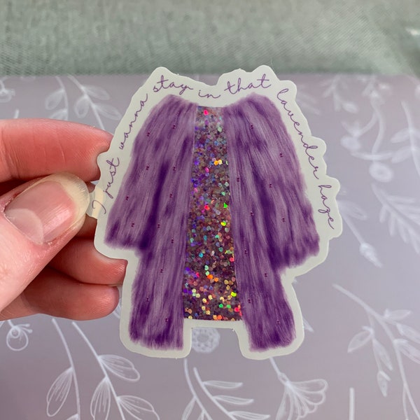 Lavender Rhinestone Fur Coat Sticker, Design A