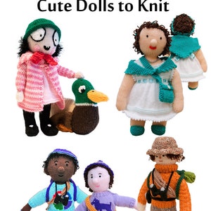 Cute Dolls to knit - English PDF knitting pattern - dog, ballerina, dolls, hiker, walker, footballer, binoculars, camera, duck toy
