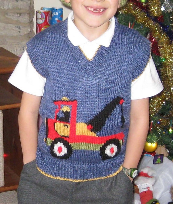 Children's Breakdown/recovery Tow Truck Motif Sweater, English