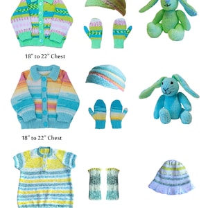 Autumn Collections for Little Ones - English PDF knitting pattern - jacket, tunic, dress, cloche hat, wrist warmers, mittens, cap, rabbit