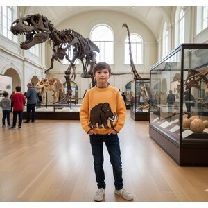 Children's Woolly Mammoth Motif, English Knitting Pattern, Child's Sweater, Knitting Pattern PDF dinosaur image 3