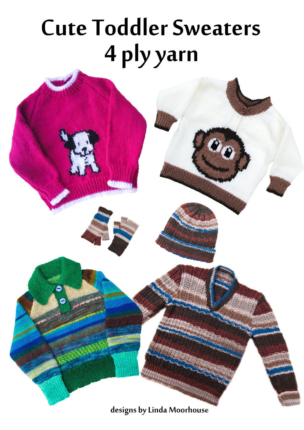 Cute Toddler Sweaters in 4 Ply PDF Knitting Pattern Textured V Neck