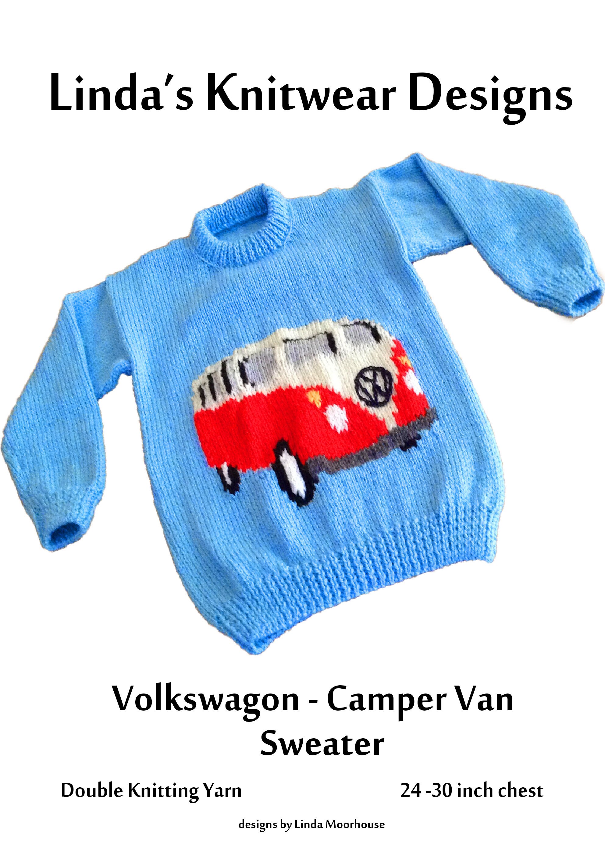 Children's VW RV Campervan Motif Sweater Knitting Etsy UK