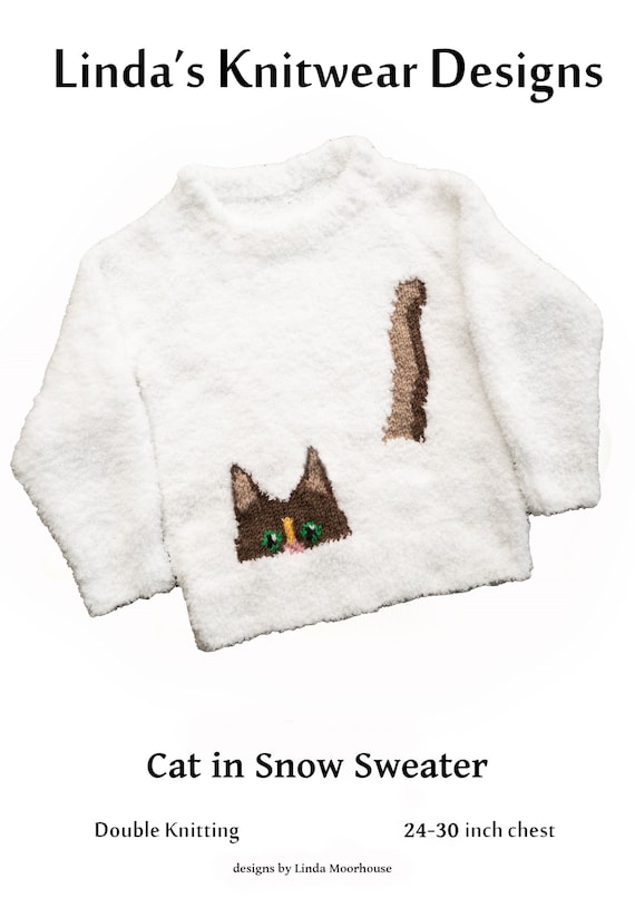 Pull de Noël chat dans la neige pour enfants Modèle de tricot en