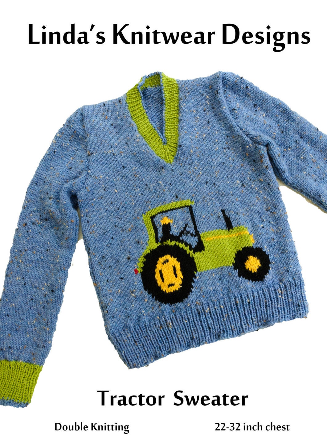 Children's Tractor Motif sweater knitting pattern sizes Etsy