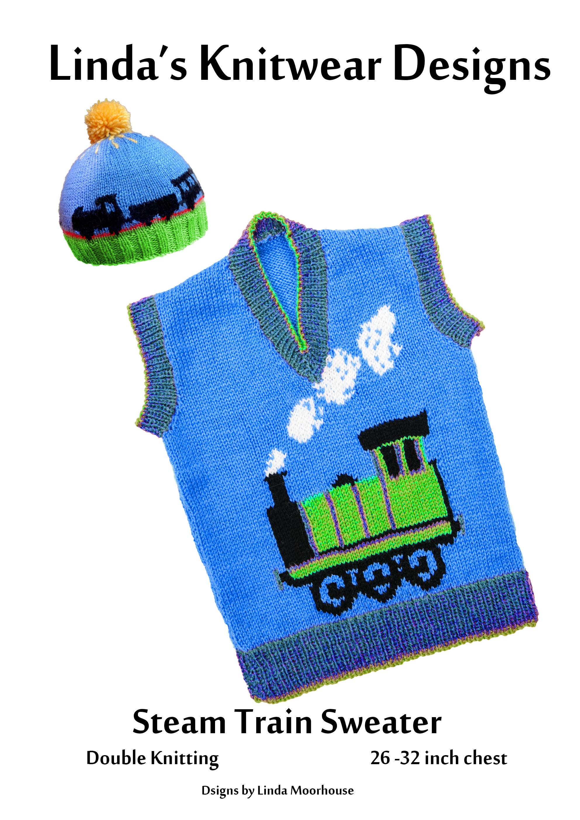 Free Knit Train Pattern Children's Steam Train Motif Sweater, English Knitting Pattern, Sizes ...