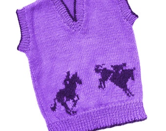 Children's Jumping Horses and Polo Ponies motif sweater knitting pattern, sizes: 24 to 32 inch chest - PDF  - tanktop - slip-over