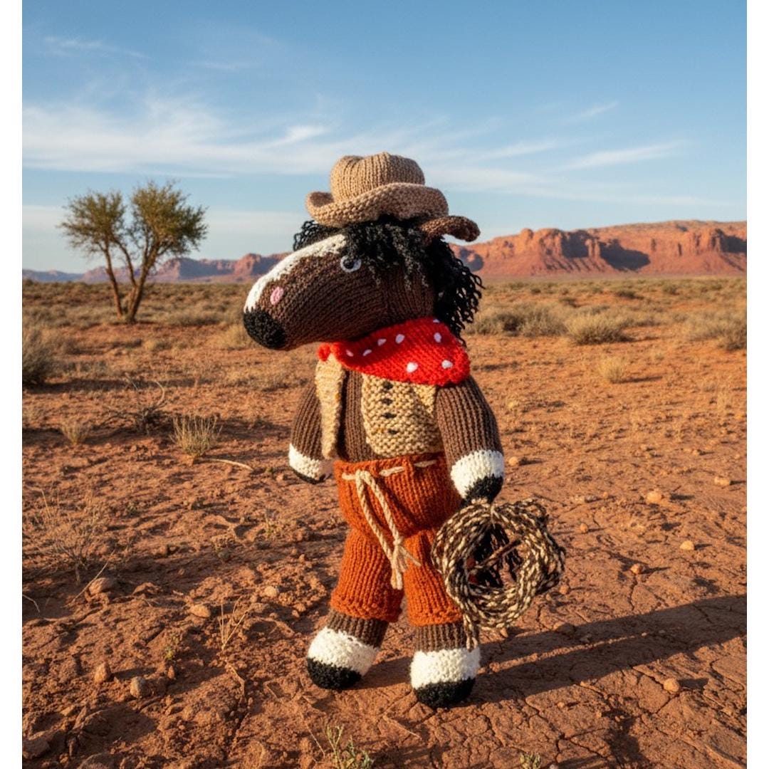 子供用馬の頭と跳躍する馬のモチーフのセーター - タンクトップ、帽子