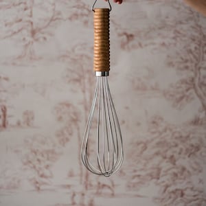 Wooden Whisk - Stainless Steel Whisk - Vintage Inspired Whisk - Kitchen Whisk - 12&quot; Balloon Whisk - Kitchen Tools