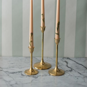 Brass Candlesticks Set of 3 - Candle Holders - Candlesticks - Vintage Candlesticks - Simple Candlesticks - Minimal Candlesticks - Weddings