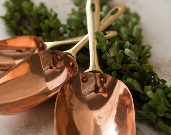 Copper Measuring Scoops- Set of 3 - Measuring Cups - Kitchen Cups - Copper Measuring Cups - Cannister Spoons - 1/4 1/2 and 1 Cup