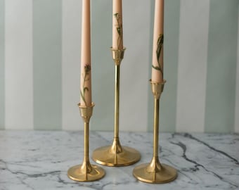 Brass Candlesticks Set of 3 - Candle Holders - Candlesticks - Vintage Candlesticks - Simple Candlesticks - Minimal Candlesticks - Weddings