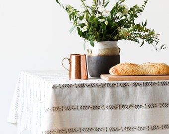Rectangle Walnut Leaf Tablecloth - Natural Linen Tablecloth - Rectangle Tablecloth - French Tablecloth - Wedding Tablecloth - Home Decor