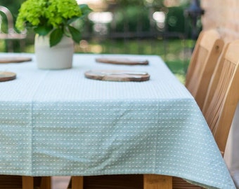 Blue Tablecloth - Linen Tablecloth - Rectangular Tablecloth - 2 Sizes - Machine Washable - Heavy Weave - Cotton Tablecloth