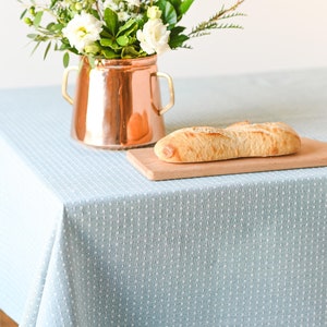 Blue Linen Tablecloth Dot Tablecloth Rectangular Tablecloth Heavy Weave Table Linens Dining Table Decor Cotton Tablecloth image 7