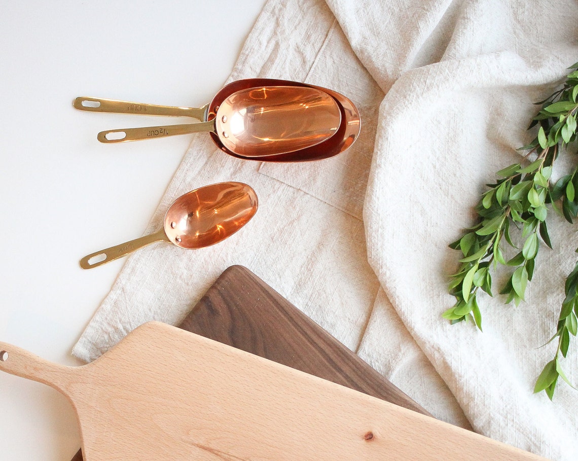 Copper Measuring Scoops Copper Scoops Flour Holder Sugar Etsy