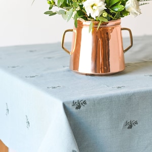 Blue/Green Embroidered Tablecloth Floral Embroidered Pattern Wedding Tablecloth Bridal Shower Tablecloth Shower Tablecloth Rectangle image 6