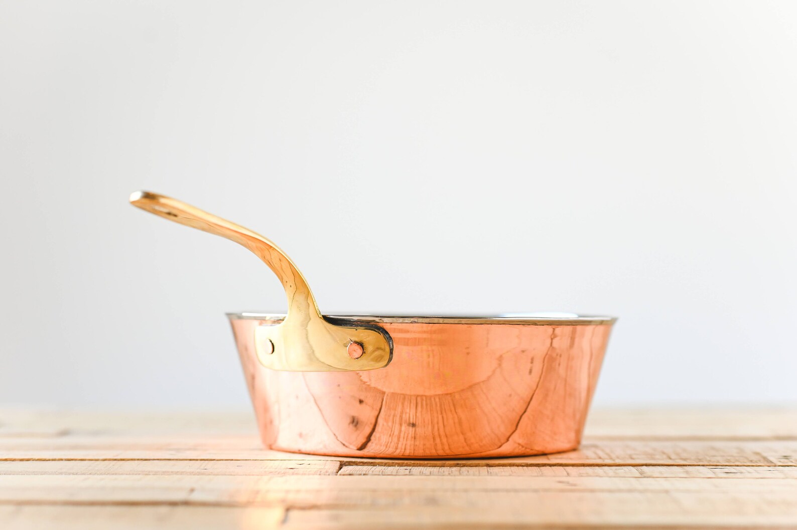 Copper Windsor Pan Stainless Steel Lined Brass Handle Etsy