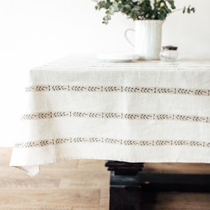 Rectangle Walnut Leaf Tablecloth Natural Linen Tablecloth Rectangle Tablecloth French Tablecloth Wedding Tablecloth Home Decor image 8