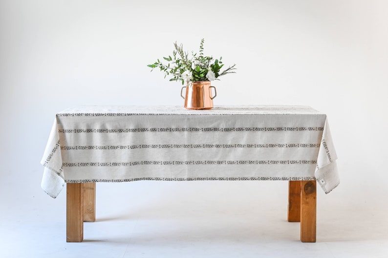 Rectangle Walnut Leaf Tablecloth Natural Linen Tablecloth Rectangle Tablecloth French Tablecloth Wedding Tablecloth Home Decor image 2