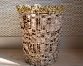 Scallop Woven Basket - Yellow