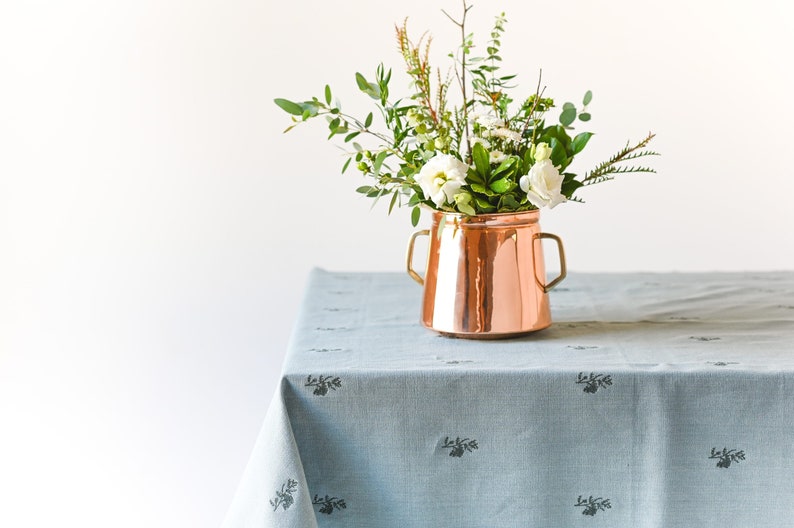 Blue/Green Embroidered Tablecloth Floral Embroidered Pattern Wedding Tablecloth Bridal Shower Tablecloth Shower Tablecloth Rectangle image 9