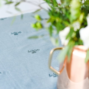 Blue/Green Embroidered Tablecloth Floral Embroidered Pattern Wedding Tablecloth Bridal Shower Tablecloth Shower Tablecloth Rectangle image 8