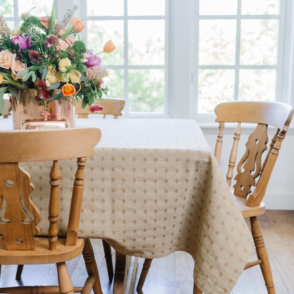 European Countryside Linen Tablecloth – Dobby Weave Umber Pattern, Farmhouse Dining Table Cover - Etsy