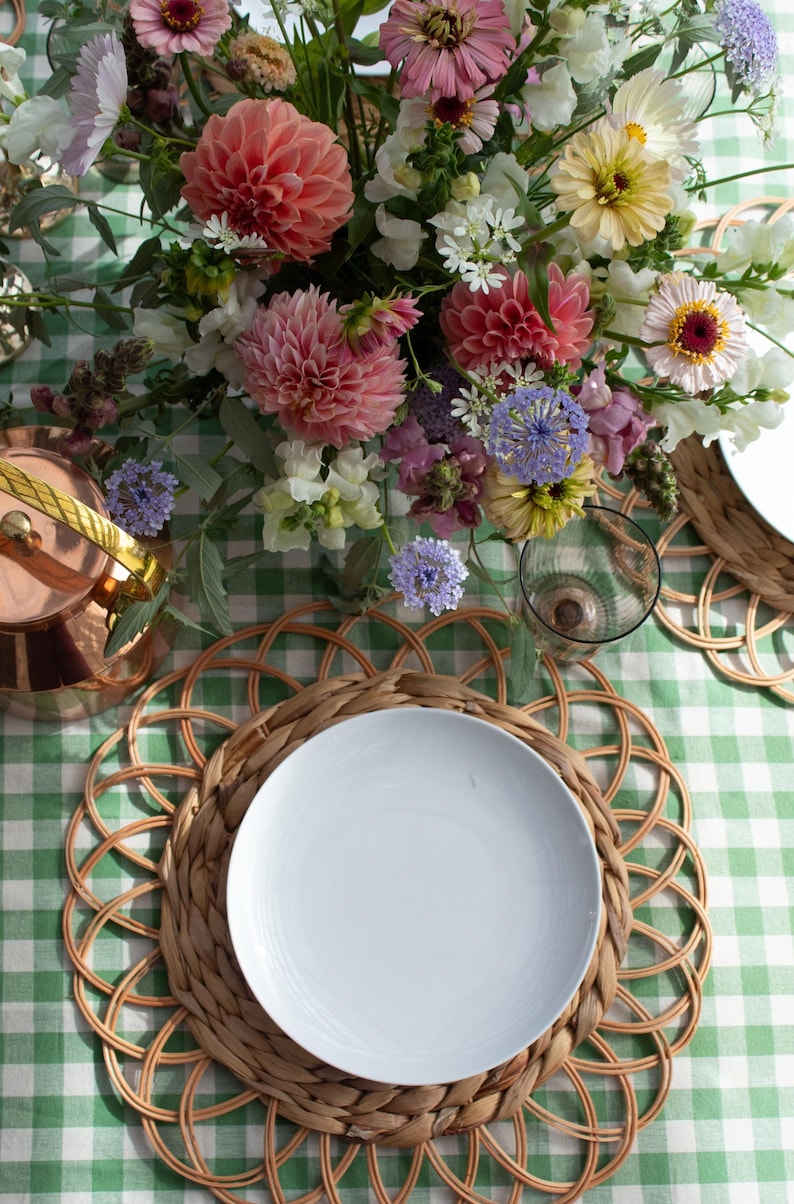 Moss Ruffled Gingham Tablecloth Bild 4