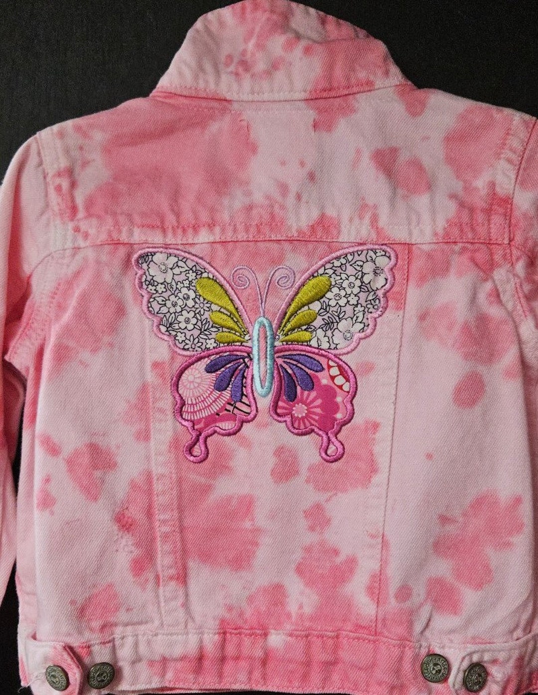 Tie Dye Denim Jacket with Patches