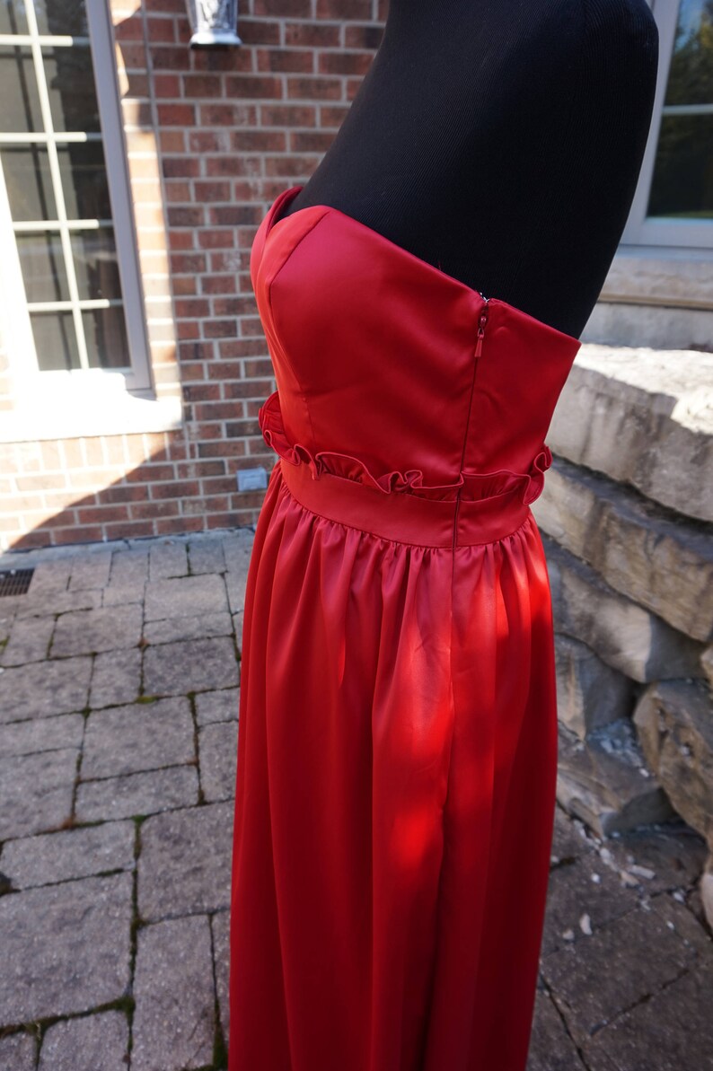 Oliwia Red Gathered Waist Bridesmaid Dress in stock & ready to ship image 7