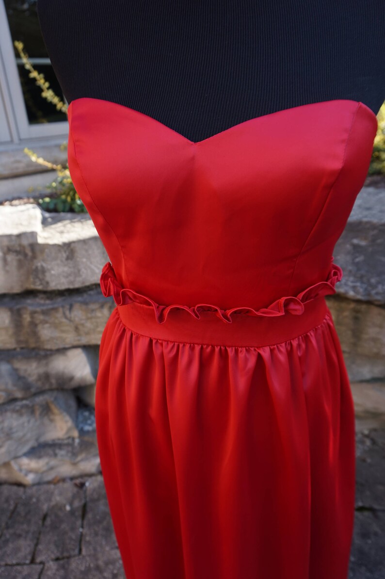 Oliwia Red Gathered Waist Bridesmaid Dress in stock & ready to ship image 6