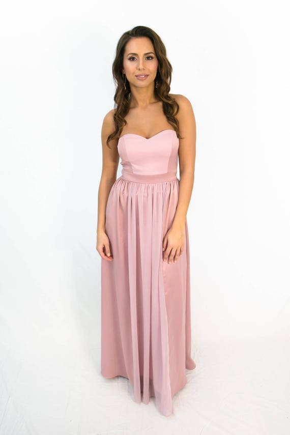 ella bridesmaid dresses Dusty Rose Illusion Dress Color:Blush Pink