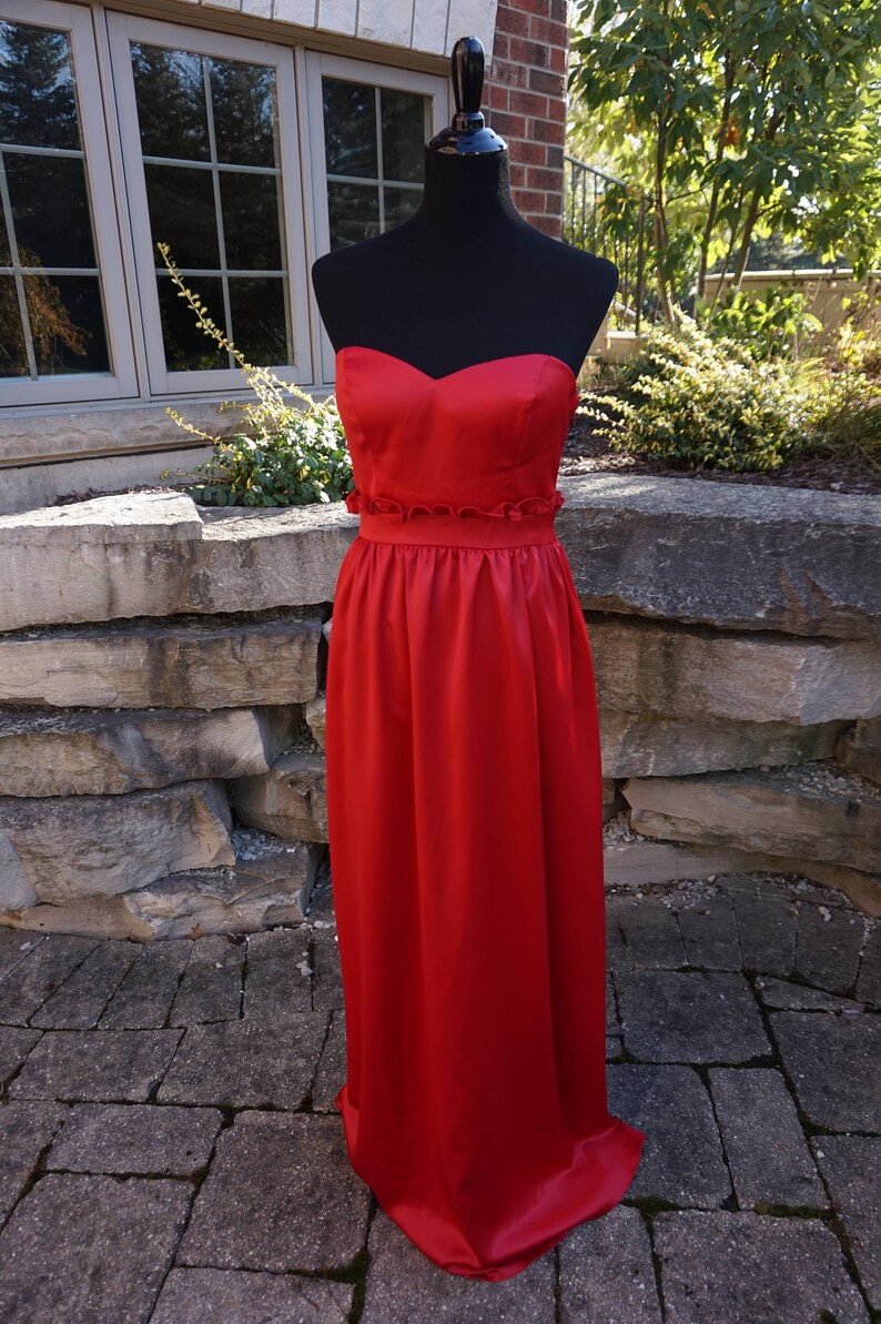 Oliwia Red Gathered Waist Bridesmaid Dress in stock & ready to ship image 5